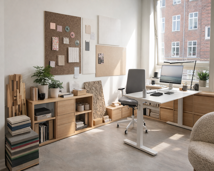 Basis skriveborde - Praktiske med hvid laminat. Flere størrelser