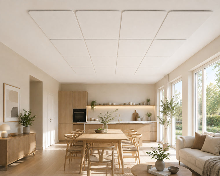 Akustikplade - 2RETHINK fiber - LOFT - m runde hjørner - hvid. 1200x600x25 mm