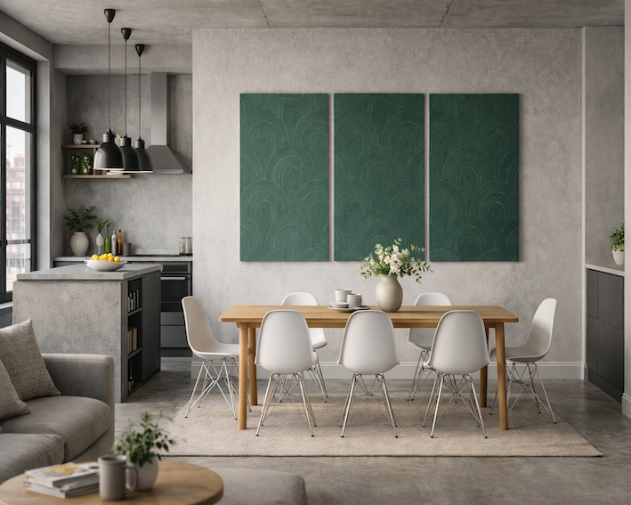 Akustik- og opslagstavler af recycled plast. (sæt med 4 stk)