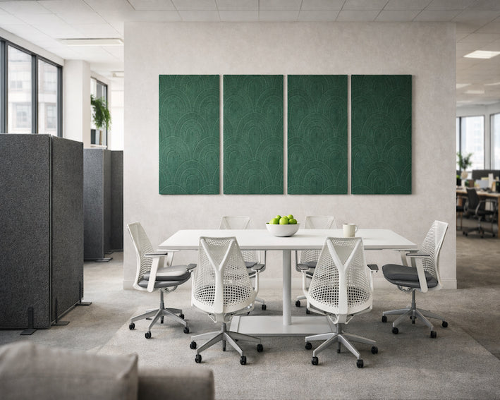 Akustik- og opslagstavler af recycled plast. (sæt med 4 stk)