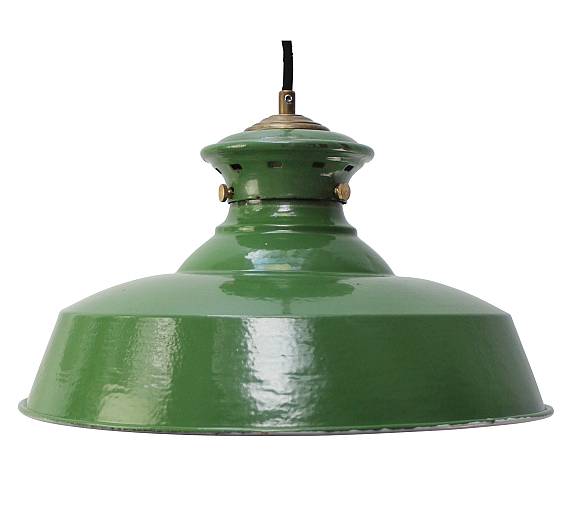 Found. 9 stk. Vintage fransk fabrikslampe – Avallon grøn