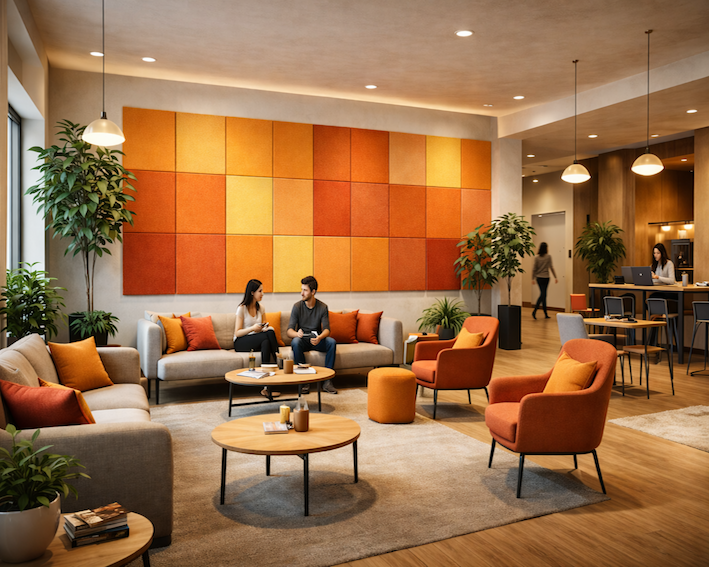 Konto akustikpaneler i alle farver. Foretrukken af mange restauranter