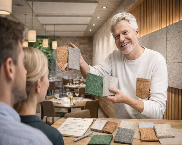 Hjælp til at bekæmpe støj. Gentænk jeres akustik med 2rethink
