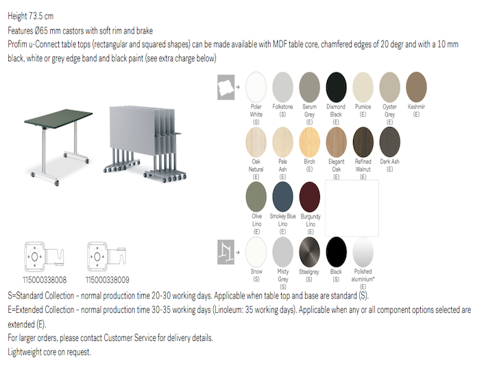 Foldebord til kursuslokaler mm.