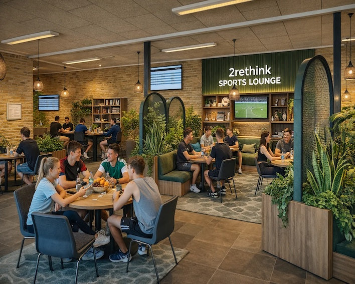 Indretning og møblering af sportshaller, forhaller mm.