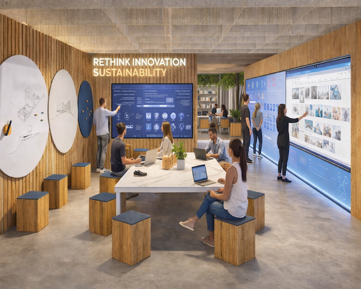 Gentænk kontorindretning.  Hjælp til nye typer kontorer.