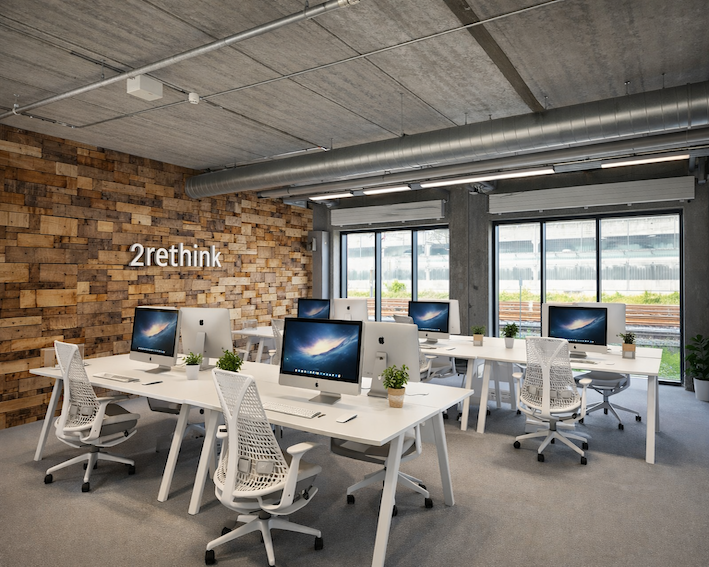 Gentænk kontorindretning.  Hjælp til nye typer kontorer.