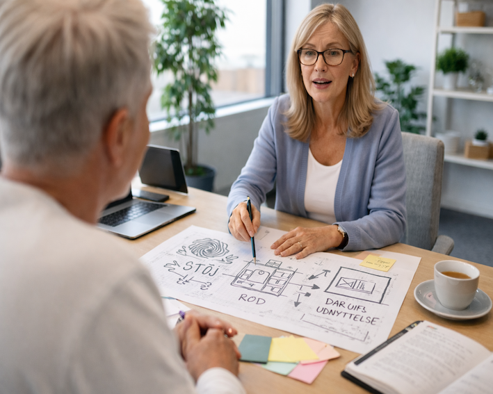 Sparringsmøde / Fra jeres ide / problem til løsninger.
