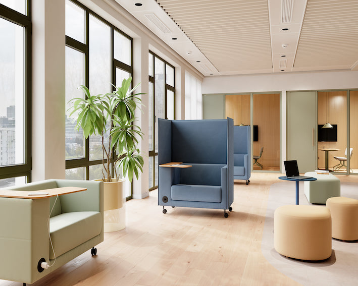 Arbejdssofa til 1 person. Perfekt til storrum, kontorhoteller mm