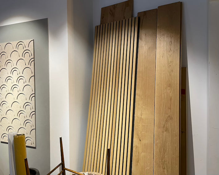 Woodupp akustikpanel - Overskud fra projekt som nye 2 stk 2400x600x22 mm-2rethink furniture